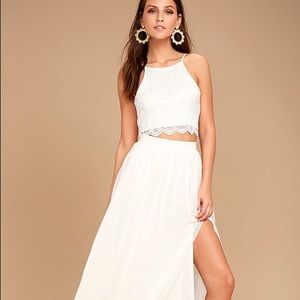 LULUS Midnight Memories White Lace Two Piece Dress